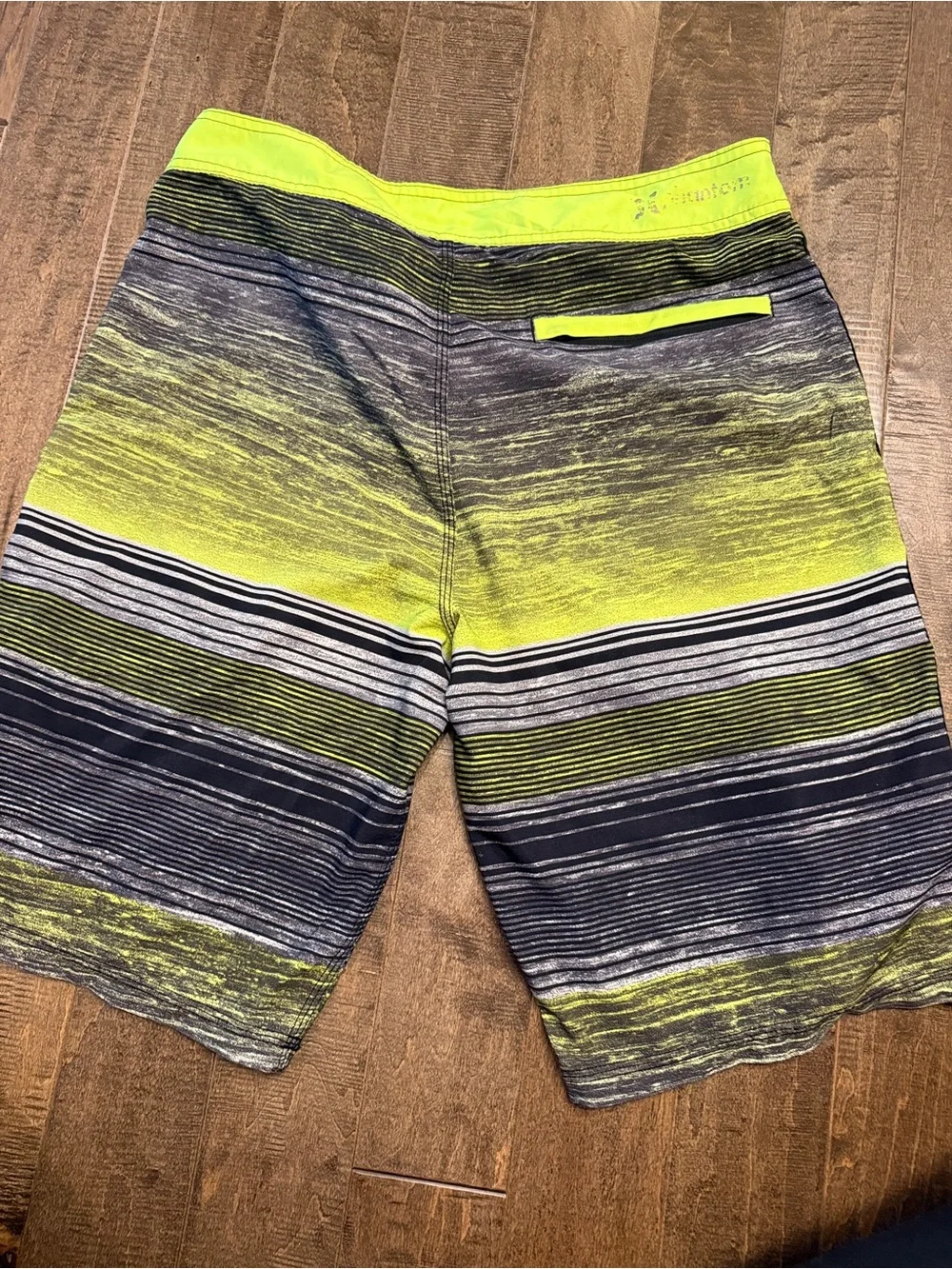 Buckle Hurley Men’s Neon Yellow & Black Striped Board Shorts
